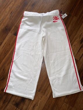 Viral Target Diet Coke White sweatpants pajama bottoms with Red Side Stripes